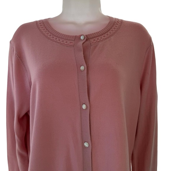 Brooks Brothers Cardigan Womens XL Pink Saxxon Wool Button Front Sweater‎ - Picture 2 of 16
